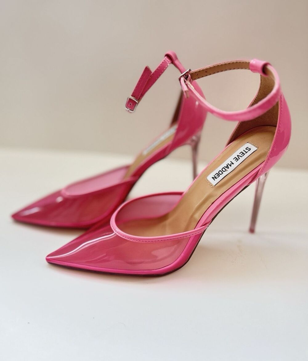 Steve Madden Pink Opar Moxxie Clear Pointed Toe Stiletto Heels Size 8